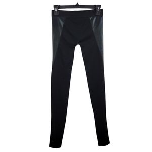 Material Girl Black Faux Leather Look Side Leggings Size Medium/Large